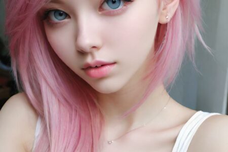 AI girl with pink hair wallpaper