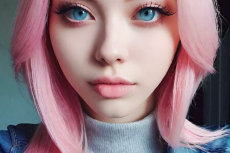 AI girl with pink hair wallpaper