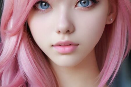 AI girl with pink hair wallpaper