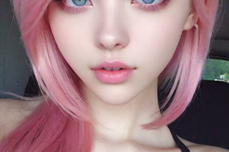 AI girl with pink hair wallpaper