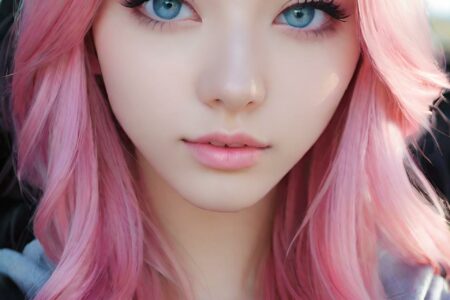 AI girl with pink hair wallpaper