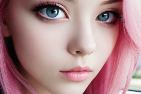 AI girl with pink hair wallpaper