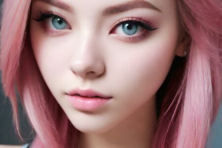 AI girl with pink hair wallpaper
