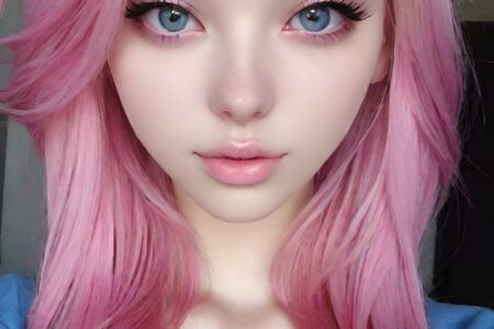 AI girl with pink hair wallpaper