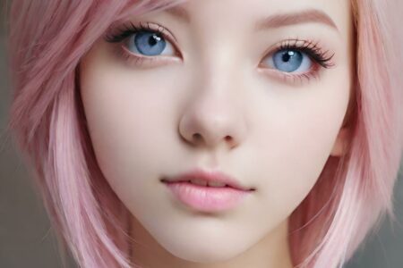 AI girl with pink hair wallpaper