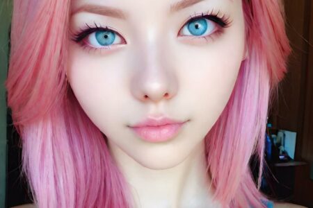 AI girl with pink hair wallpaper