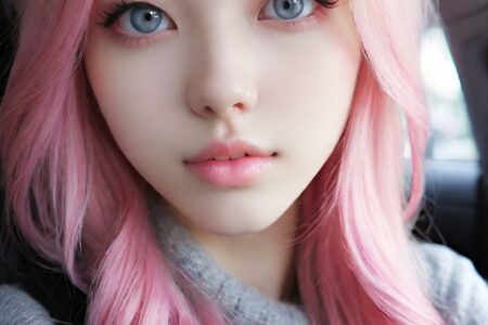AI girl with pink hair wallpaper