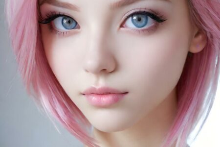 AI girl with pink hair wallpaper