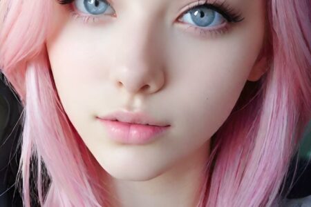 AI girl with pink hair wallpaper