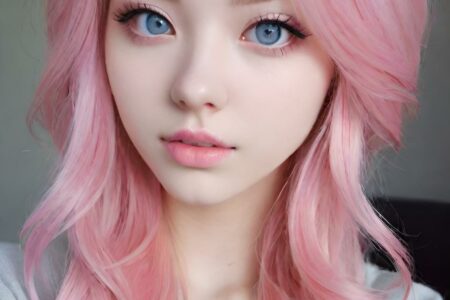 AI girl with pink hair wallpaper
