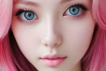 AI girl with pink hair wallpaper