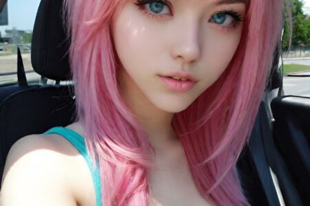 AI girl with pink hair wallpaper
