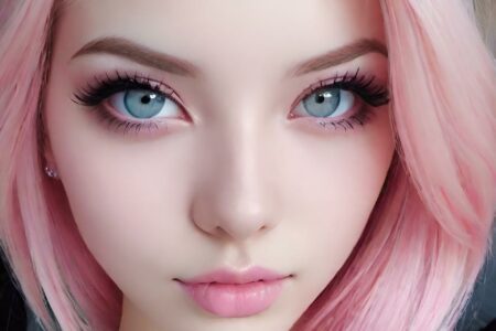 AI girl with pink hair wallpaper