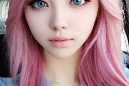 AI girl with pink hair wallpaper