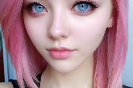 AI girl with pink hair wallpaper