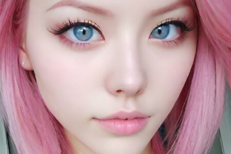 AI girl with pink hair wallpaper