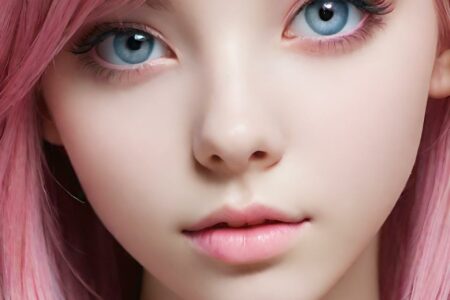 AI girl with pink hair wallpaper