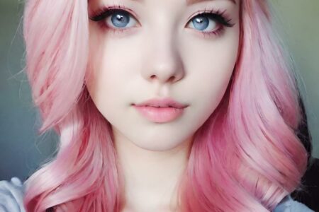 AI girl with pink hair wallpaper