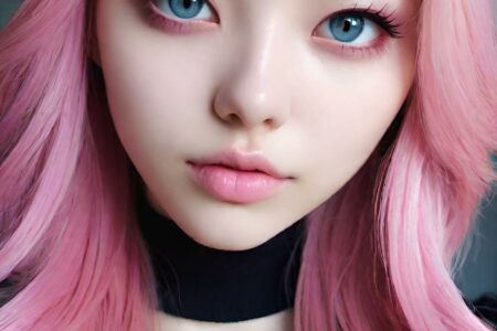 AI girl with pink hair wallpaper