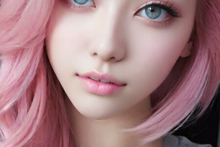 AI girl with pink hair wallpaper