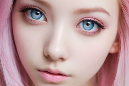 AI girl with pink hair wallpaper