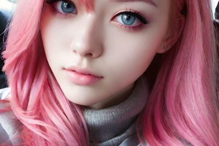 AI girl with pink hair wallpaper
