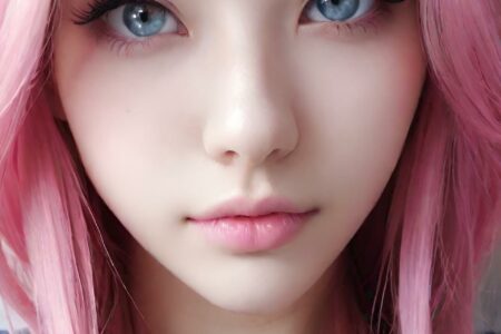 AI girl with pink hair wallpaper