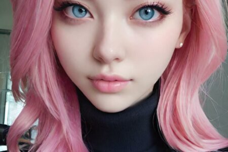 AI girl with pink hair wallpaper