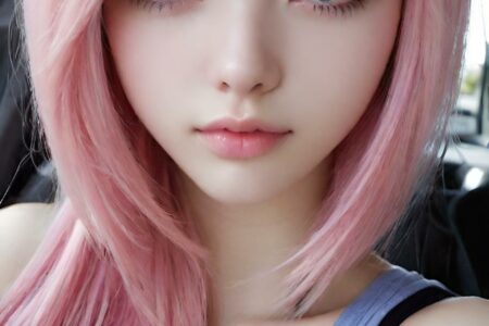 AI girl with pink hair wallpaper