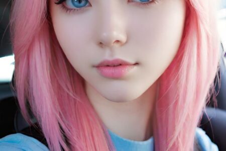 AI girl with pink hair wallpaper