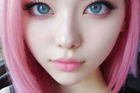 AI girl with pink hair wallpaper