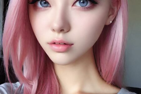 AI girl with pink hair wallpaper