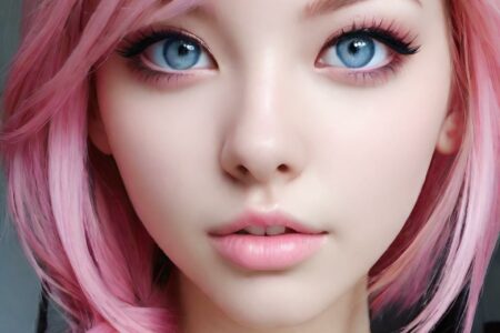 AI girl with pink hair wallpaper
