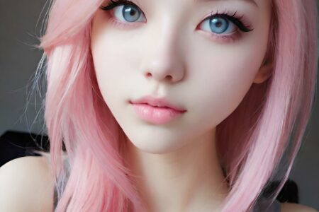 AI girl with pink hair wallpaper