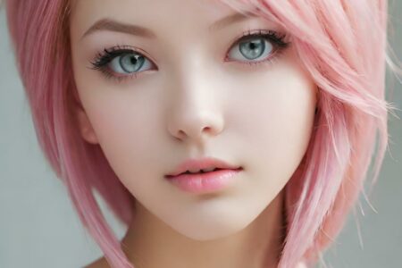 AI girl with pink hair wallpaper