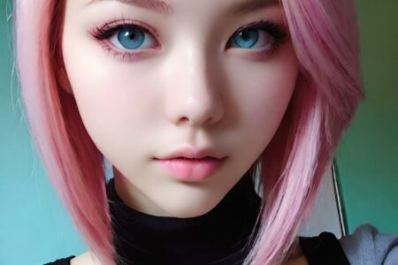 AI girl with pink hair wallpaper
