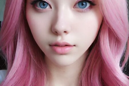 AI girl with pink hair wallpaper
