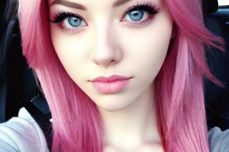 AI girl with pink hair wallpaper