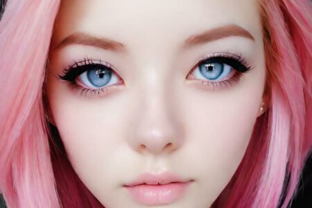 AI girl with pink hair wallpaper
