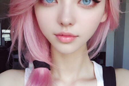 AI girl with pink hair wallpaper