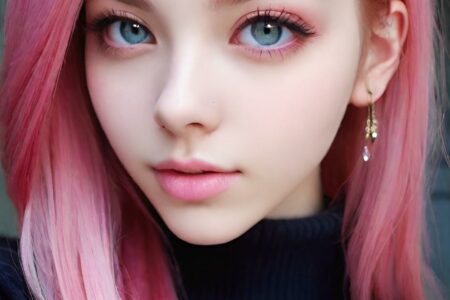 AI girl with pink hair wallpaper