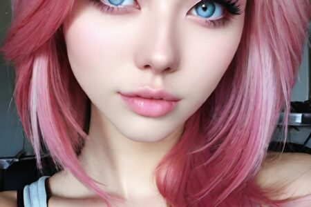 AI girl with pink hair wallpaper