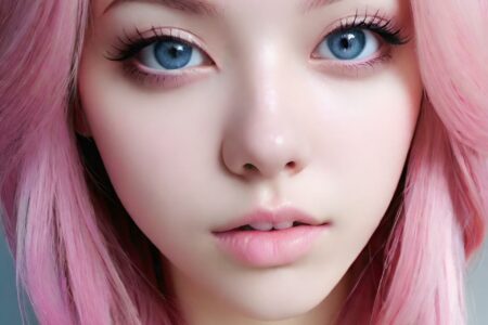 AI girl with pink hair wallpaper
