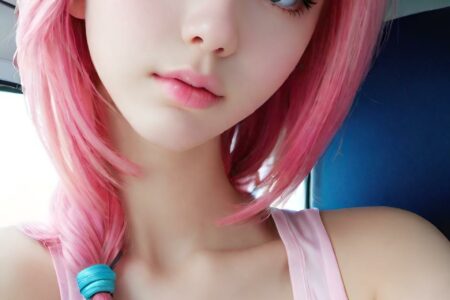 AI girl with pink hair wallpaper