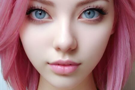 AI girl with pink hair wallpaper