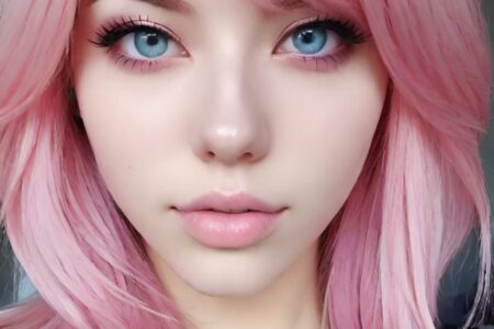 AI girl with pink hair wallpaper