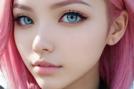 AI girl with pink hair wallpaper