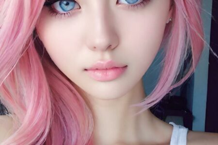 AI girl with pink hair wallpaper