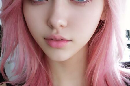 AI girl with pink hair wallpaper