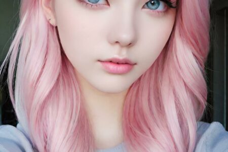 AI girl with pink hair wallpaper